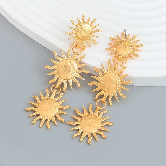 1pair Zara SUNBURST sun STATEMENT EARRINGS - Picture 8 of 16
